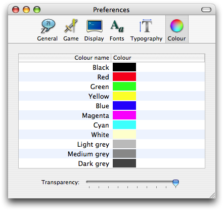 Colour preference tab